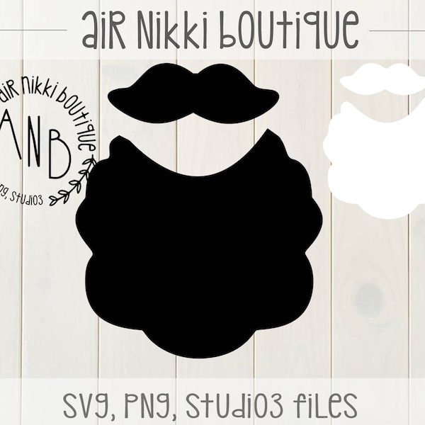 Santa Beard, mustache,  SVG, PNG, DXF, Studio 3 files, instant download