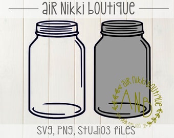 Mason Jar, outline, layered, knocked out, cut out, SVG, PNG, Studio3 files, instant download
