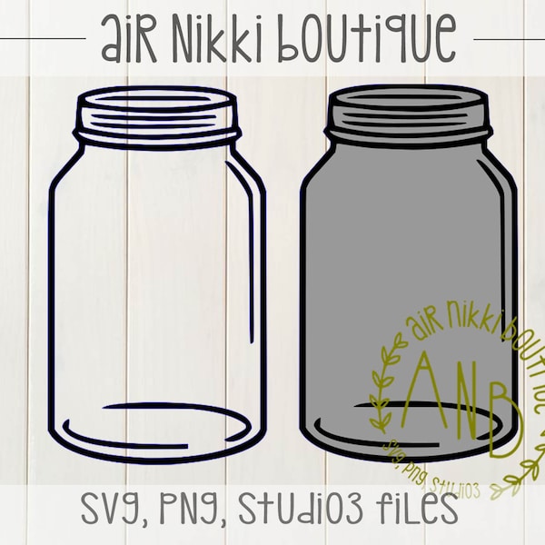 Mason Jar, outline, layered, knocked out, cut out, SVG, PNG, Studio3 files, instant download