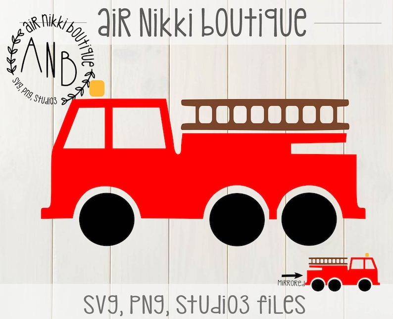 Brandbil, födelsedag, födelsedagsfesttröja SVG, PNG, speglade PNG, Studio 3-filer, omedelbar nedladdning bild 1