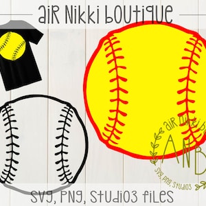softball, layered, knocked out, outline  SVG, PNG, studio3 files, instant download