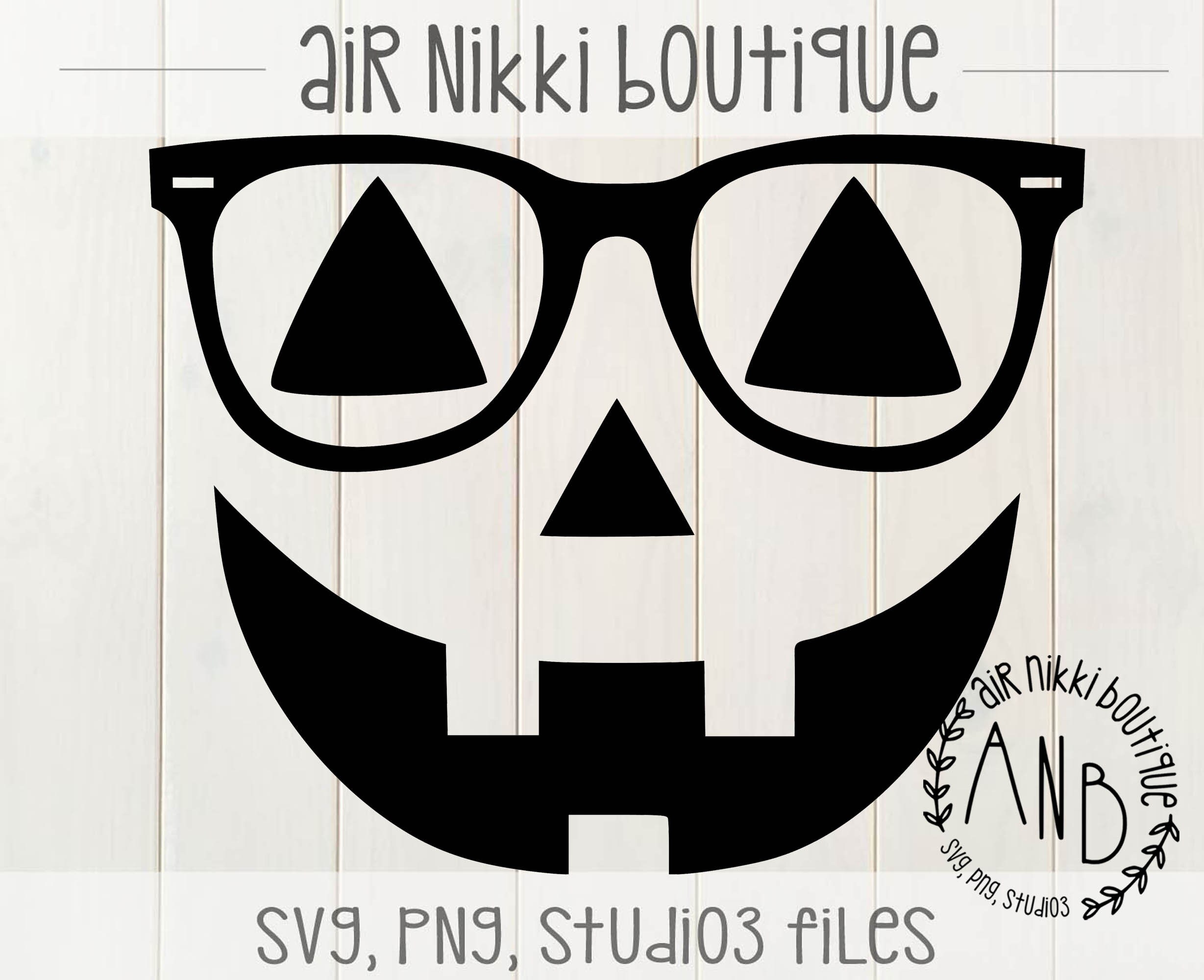 Pumpkin Face With Glasses Jack O Lantern Wearing Glasses SVG Etsy UK