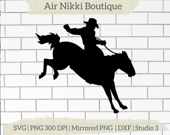 Cowboy Reitpferd Rodeo SVG PNG DXF gespiegelt 300 dpi png Studio 3 Dateien sofortiger Download Cricut Silhouette Cameo htv Vinyl Geschenk Shirt