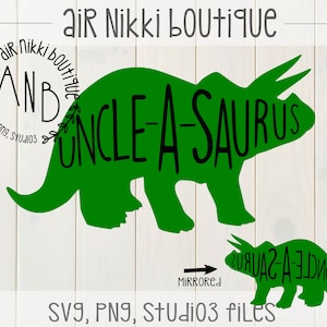 Oncle-a-saurus, dinosaure, tricératops, SVG, PNG, studio3, fichiers PNG en miroir, téléchargement immédiat