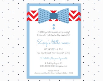 Baby shower invitation / bow tie / baby boy / printable