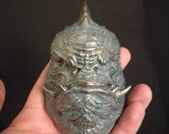 Amphibious alien lord, faux bronze effect wall or fridge magnet sculpture