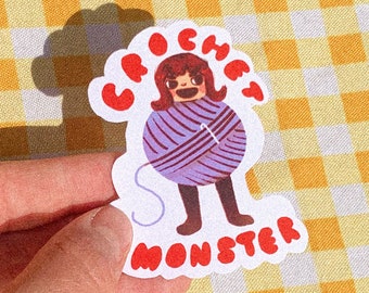 Crochet Monster Matt Paper Sticker - Stocking Filler - Craft Gift