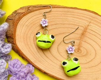 Frog Handmade Clay Dangle Earrings