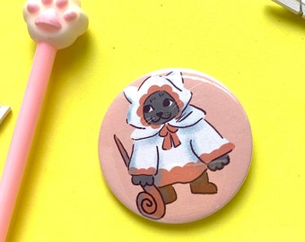 Light Mage Kitty 58mm Button Badge - Cute Cat Pin - Stocking Filler - dnd - Large Brooch - Fantasy