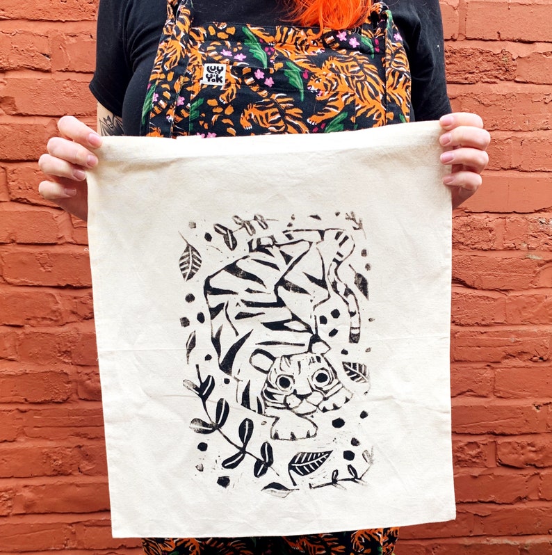 Lino Hand Printed Tiger Tote Bag image 5