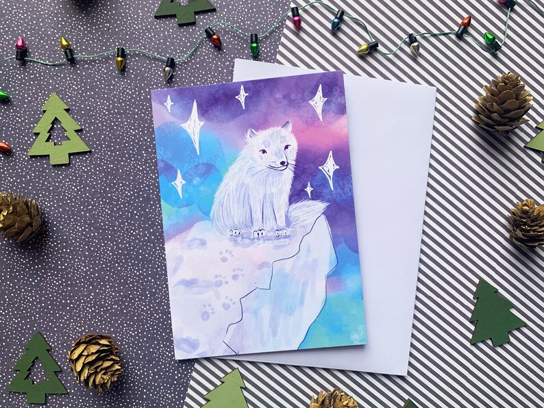 Artic Fox A6 Recycled Christmas Greeting Card image 3