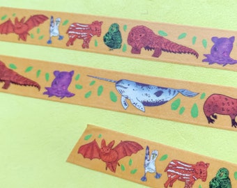 Weird Animal Club Washi Tape - Stationery Gift - Wildlife Nature Art
