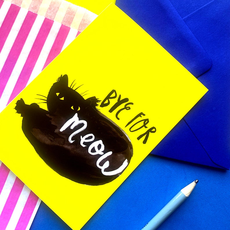 Bye For Meow Recycled Greeting Card image 3