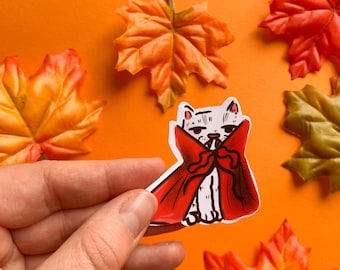 Vampire Mochi Matt Paper Sticker - Cute Halloween Cat - Spooky Cutie