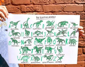The Prehistoric Alphabet A3 Risograph Dinosaur Print