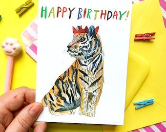 Happy Birthday Tiger A6 Greeting Card - Kids Party