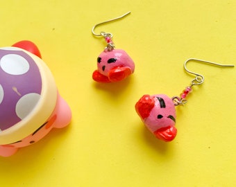 Pink Blob Handmade Clay Dangle Earrings