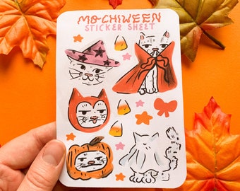 Mochiween Sticker Sheet - Halloween Stickers - Cute Cat - Bulletjournalling - Scrapbooking