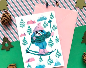 Skiing Dog A6 Christmas Card