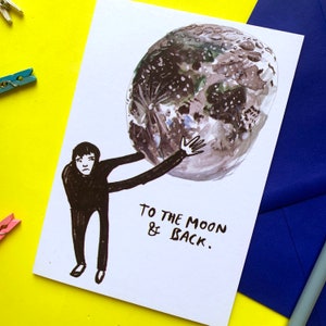Moon And Back Greeting Card image 1