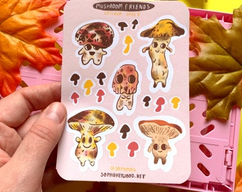 Mushroom Friends Matt Paper Sticker Sheet - Bullet Journal - Diary - Scrapbooking