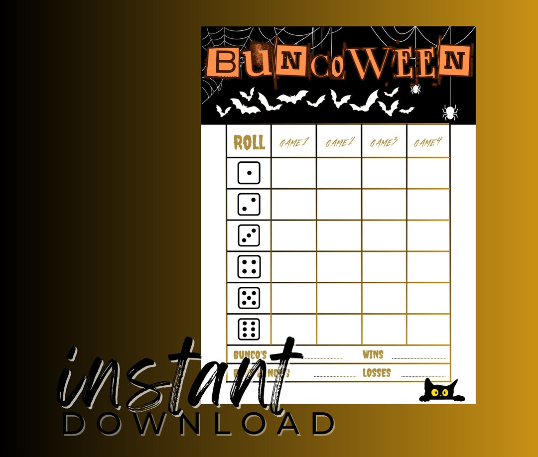 Halloween Bunco Score Sheet Score Card Tally Sheet INSTANT DOWNLOAD Etsy