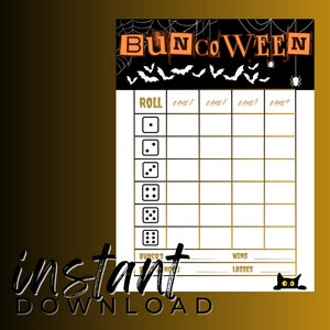Halloween Bunco Score Sheet | Score Card + Tally Sheet | INSTANT DOWNLOAD
