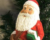 Reserved for zoyntgfh:  Santa Claus Bearing Gifts Wood Carving Art Sculpture Home Decor