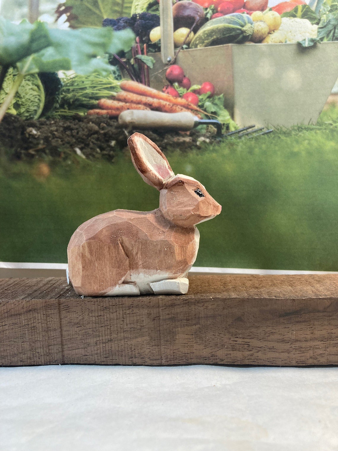 Bunny Rabbit Wood Carving Art Sculpture Home Decor Etsy