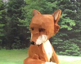 Miniature Fox Wood Carving Art Sculpture Home Decor