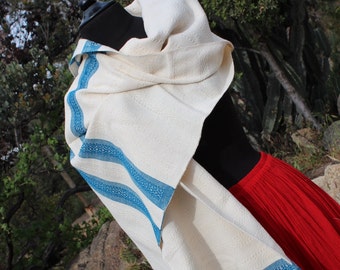 100% Cotton Mexican Scarf (Rebozo) with Colorful Trim-All Natural Fiber-Baby Carier-Sifling for Childbirth-Doula-Rebozo Mexicano-Labor-Birth