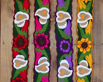 Embroidered Belt Colorful Flowers-Hippie-BOHO-Unique-Accessories-Chiapas-Gifts for Her-Waist-Wedding-Fiesta Outfit-Roses-SASH-Festival OOTD