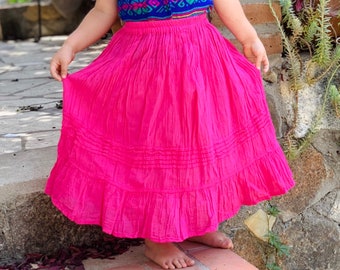 5-8 years-Mexican Cotton Gauze Colorful Girls Skirt-Child-100% Cotton-Colorful- Summer-Hand Dyed-Fiesta Birthday-Boho-Hippie-Hipster-Vintage