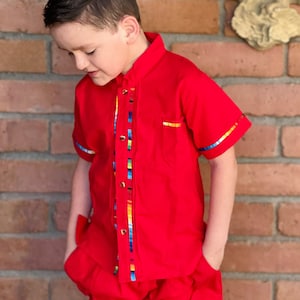 Todos os tamanhos de algodão guayaberas com shorts manga infantil 100% algodão menino na moda-BOHO criança verão-Hipster-Fiesta festa de aniversário hippie