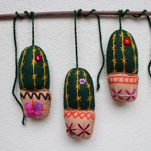 Large Cactus Embroidered Handmade Pompom Tassel Charm-Bag Accessorie-Key Chain-Craft Supply-Backpack Purse Gift for Her-Bohemian-Home Decor