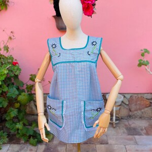 La Chacha Delantal Tradicional Bordado a Mano con Bolsillo Comida Fiesta Cena-Vacaciones-Frida Kahlo Aniversario Mexicana Madre Abuelita Regalo
