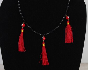 Mala Beads- Meditation Necklace- Tassels- Yoga- Mal de Ojo- Protection- Ethnic- Trendy- Chakra- Evil Eye- Kabbala- Turkish Eye