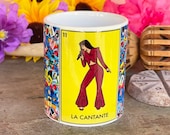 La Cantante Coffee Cup Loteria Handmade Mexican Mug Fiesta Rosa Sirena Folk Art Camping Selena Christmas Gift Ideas Latina Secret Santa