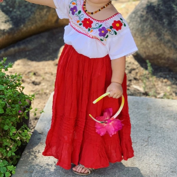 FALDA 2T-4T años Gasa de algodón mexicana Coloridas Niñas Bebé-Niño-Niño-Algodón-Colorido-Verano-Mano Teñida-Fiesta Cumpleaños-Boho-Hippie-Diversión