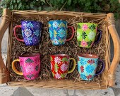 Hand Painted Mug CERAMIC Clay Coffee Cup Gift Idea Office Decor Talavera Mother s Day Gift Spanish Fiesta Ware Kitchen Mexican Pottery Tea