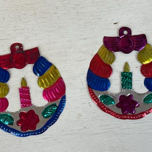 Handmade Mexican Tin Ornaments (Set of 2) Vintage Christmas Tree Fiesta Xmas Gift Ideas Holiday Southwest Coco Amor Folk Art Handcrafted