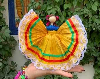 Corn Husk Dancing Girl Christmas Tree Ornaments Handmade Boho-New Mexico-Folk Art-Texas-Southwest-Fiesta Posada-Home Decor