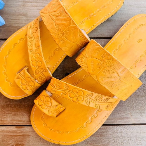 mustard yellow flip flops