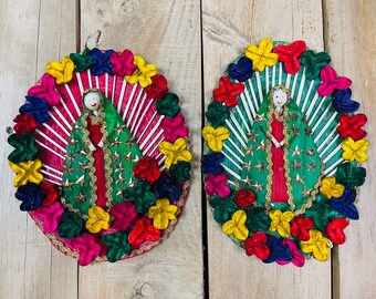 LARGE Virgencita Corn Husk Ornaments-Christmas-Handmade-Christmas Tree-Boho-New Mexico-Folk Southwest-Fiesta Posada-Home Decor-Shabby Chic