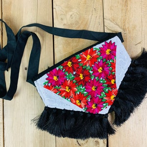 Embroidered Clutch-Bag-Purse-Vintage Huipil-Handmade-Gift Ideas-Mexican Pouch-Cartera-Magnet Clousure-Boho-Gifts for Her-Tassel-Fiesta Bday