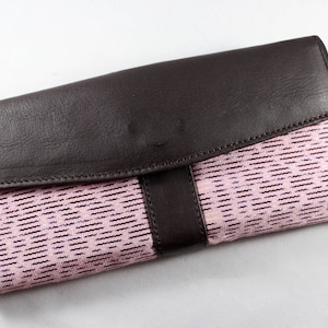 Handmade Leather Rebozo Wallet-Red Woven Cotton-Huipil-Gift Mexican Pouch-Cartera-Trendy Accessories-Gypsy-Frida Kahlo-Textile-Ethnic Art