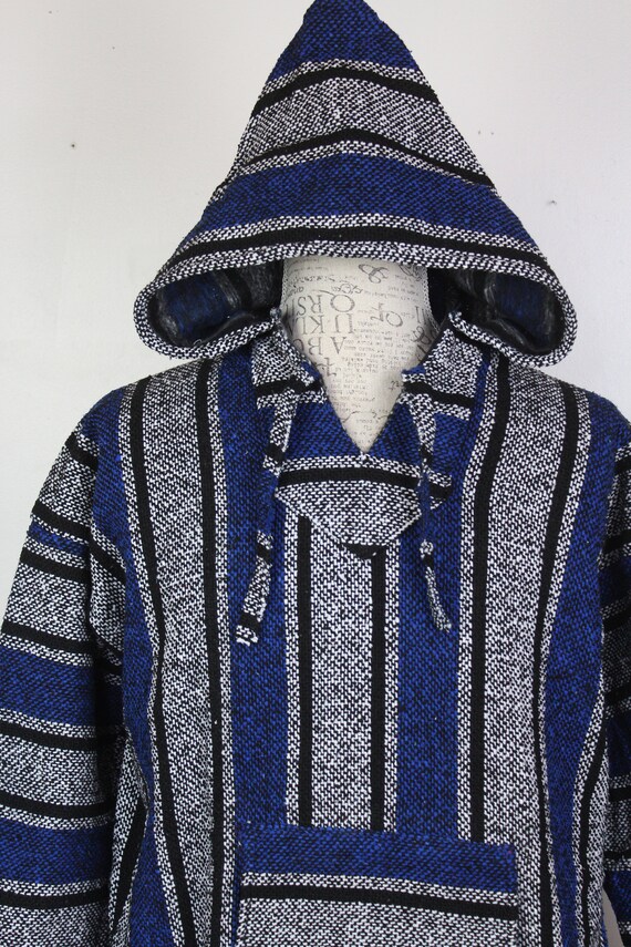 XL Unisex Blanket Sweater striped Baja Hoodie grudge skater surfer
