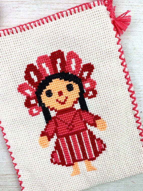 LELE Cross Stitch Mini Bag Handmade Cotton Lined … - image 2