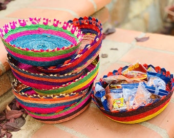 Mexican Tortilla Basket-Candy Tray for Fiesta Party (Set of 6) Nacho Containers-Table Setting-Mexican Folk-Cinco de Mayo-Wedding-Gift-Frida