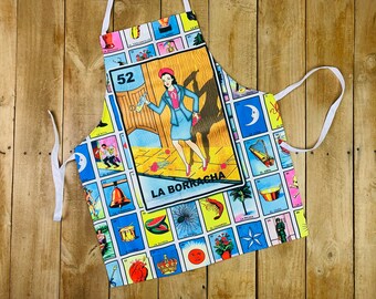 La Borracha Apron Embroidered with Pocket Red Food Fiesta Dinner BBQ Holiday Anniversary Mexicana Mothers Day Abuelita Gift Lotería Adult